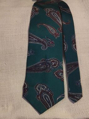 Windsor Teal Paisley Silk Tie with Burgundy and Navy Accents